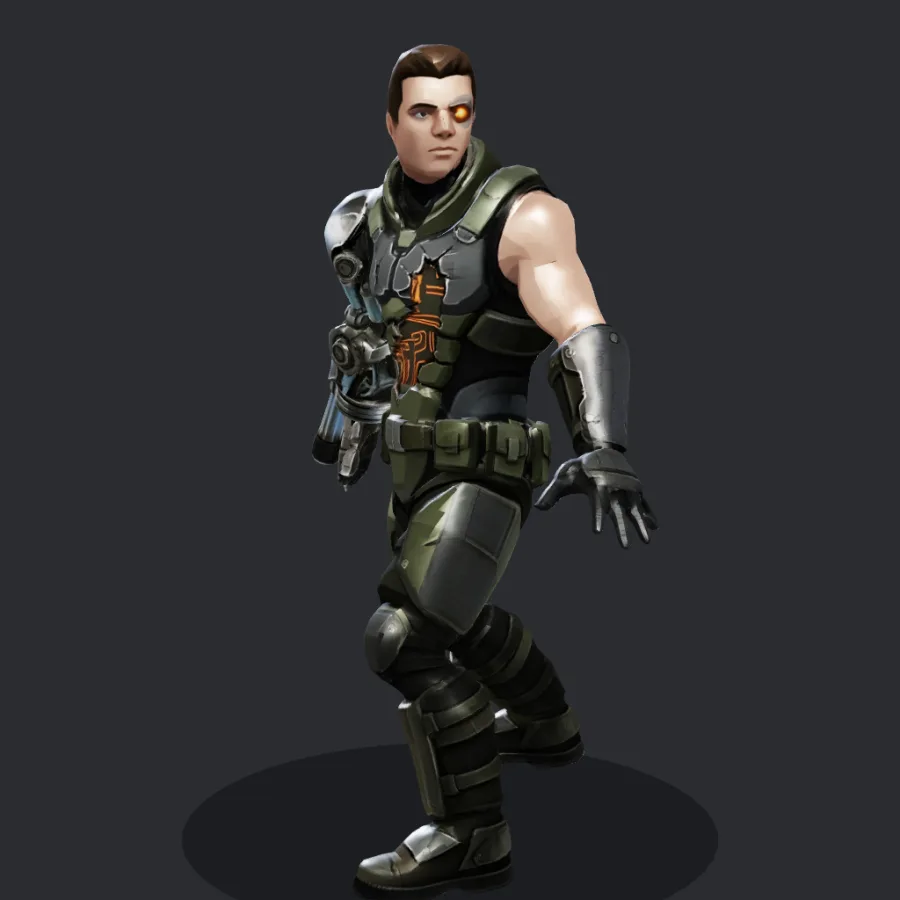 The marine in 3D, mid-idle, made from the pixel version