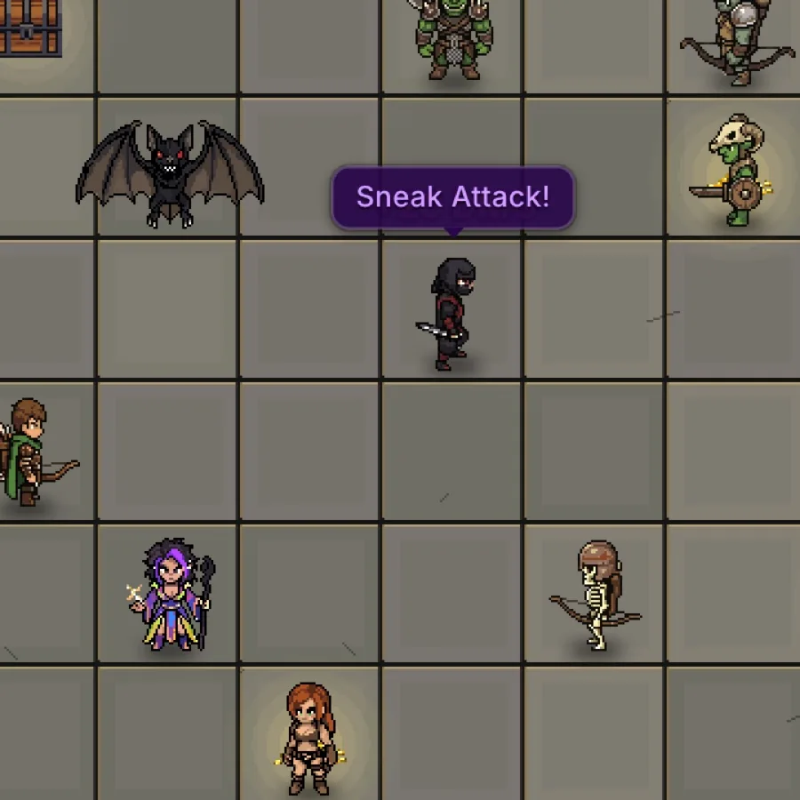 DungeonHole: the ninja lands a sneak attack in the middle of the board