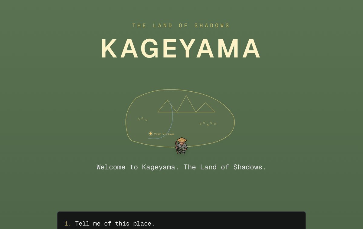 Ninja Village: the Kageyama map, the Land of Shadows, with the first choice on screen
