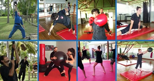 Inside NinjaGym: red mats, real training.