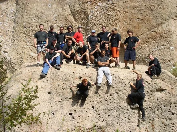 A camp crew in the California mountains.