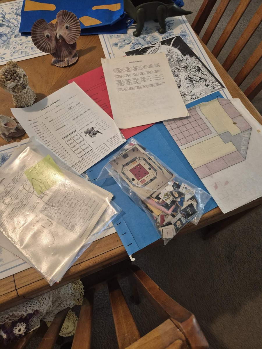 The arena game Rick built on paper as a kid: hand-drawn boards, character sheets, hand-cut tiles