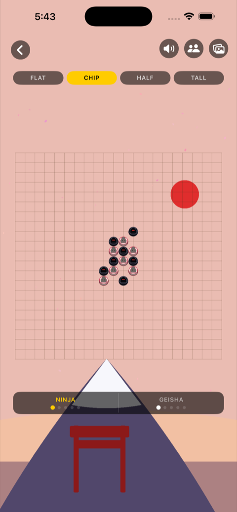 TEWGO gameplay, feudal Japan board