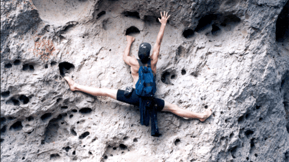 Rick Tew climbing